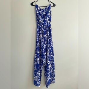 Lilly Pulitzer Womens Farrah Pants Jumpsuit Blue White Small